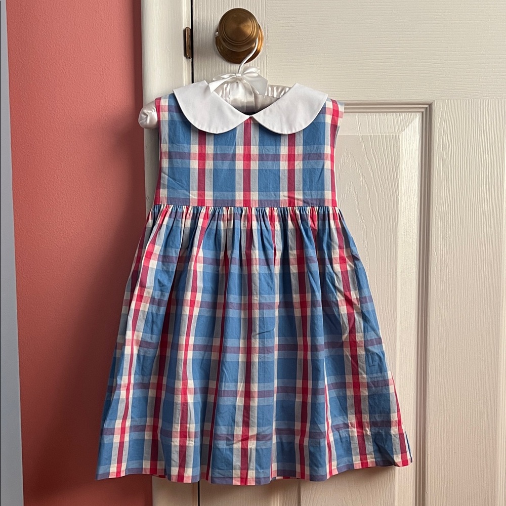Little English Plaid Dress with White Collar